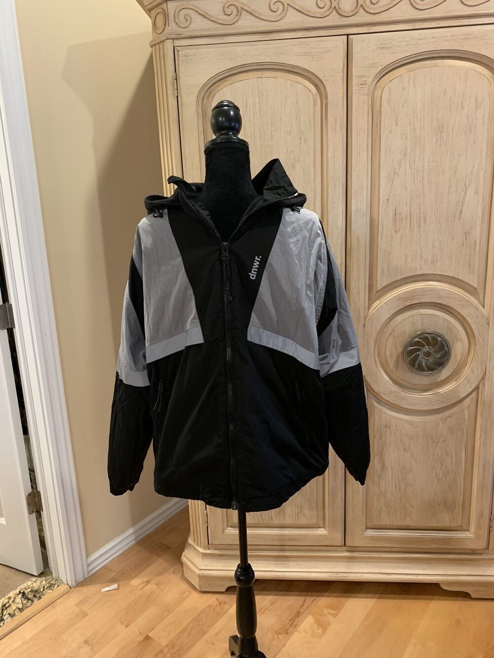 NWT ZARA MEN BLACK GREY COLORBLOCK TECHNICAL Hooded PARKA JACKET M